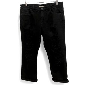 Alice + Olivia Distressed Crop Black Mid-rise Jeans size 30